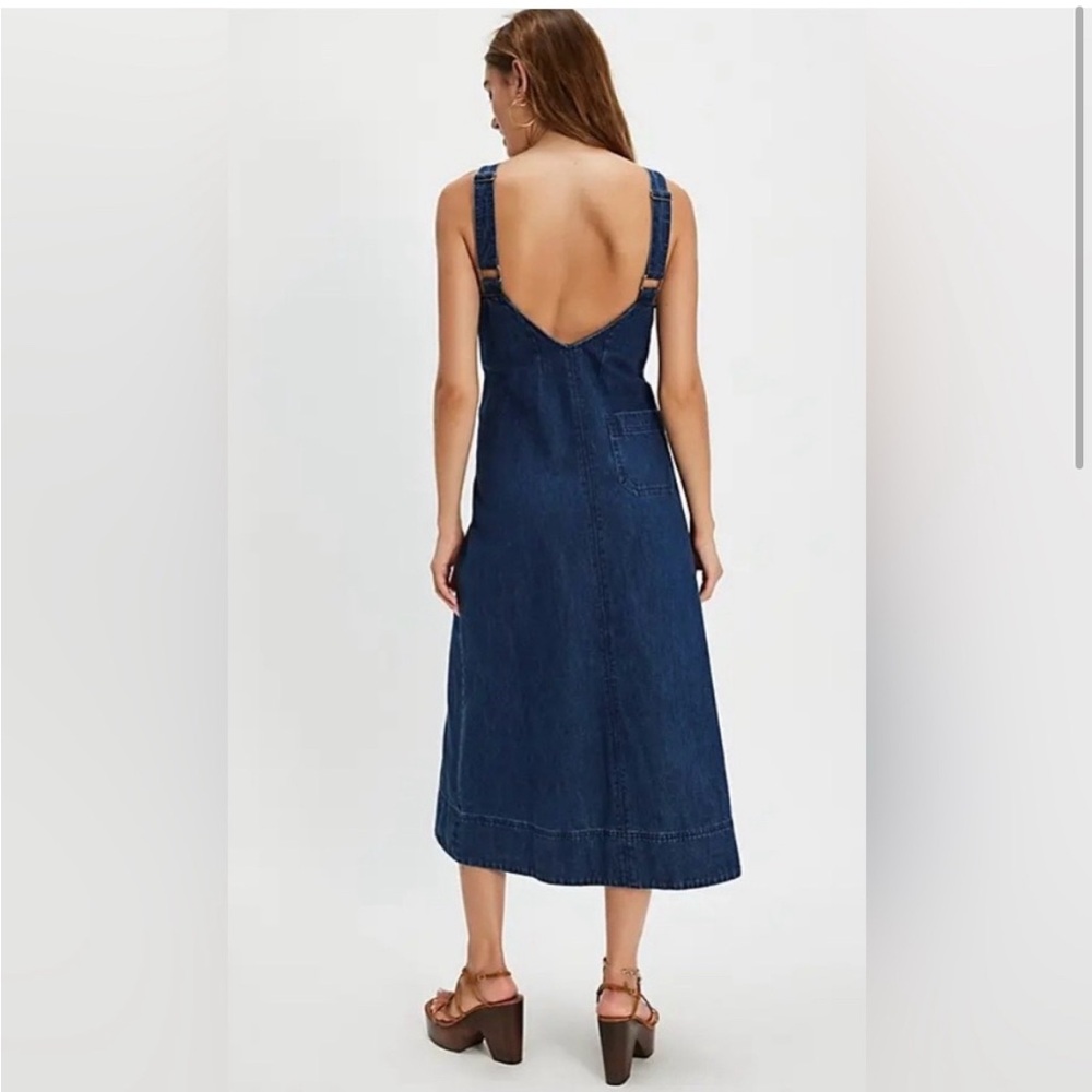 NWT Free People Dex Denim pocket midi dress Sz XS - Picture 3 of 6